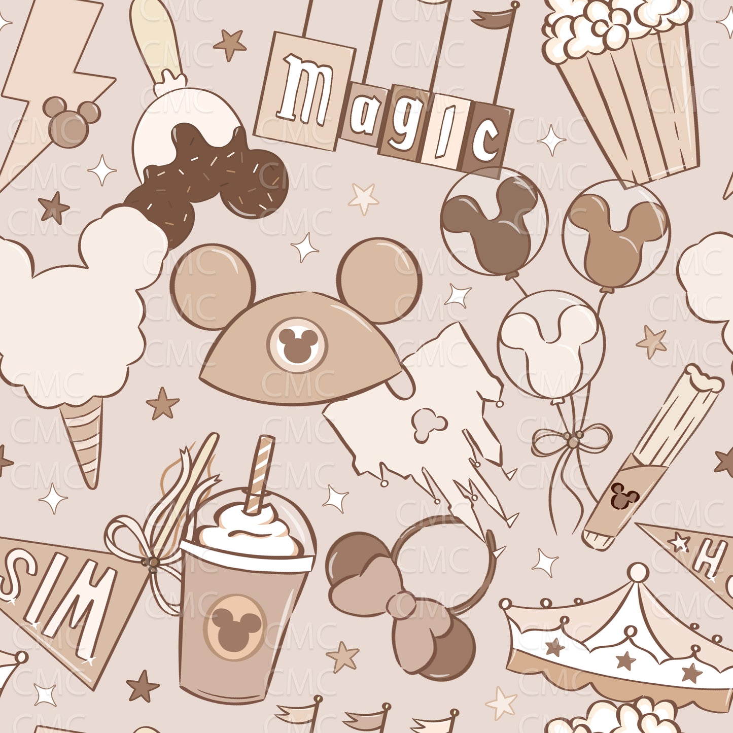 Best Day Ever Mix - Neutral on Beige Seamless Pattern