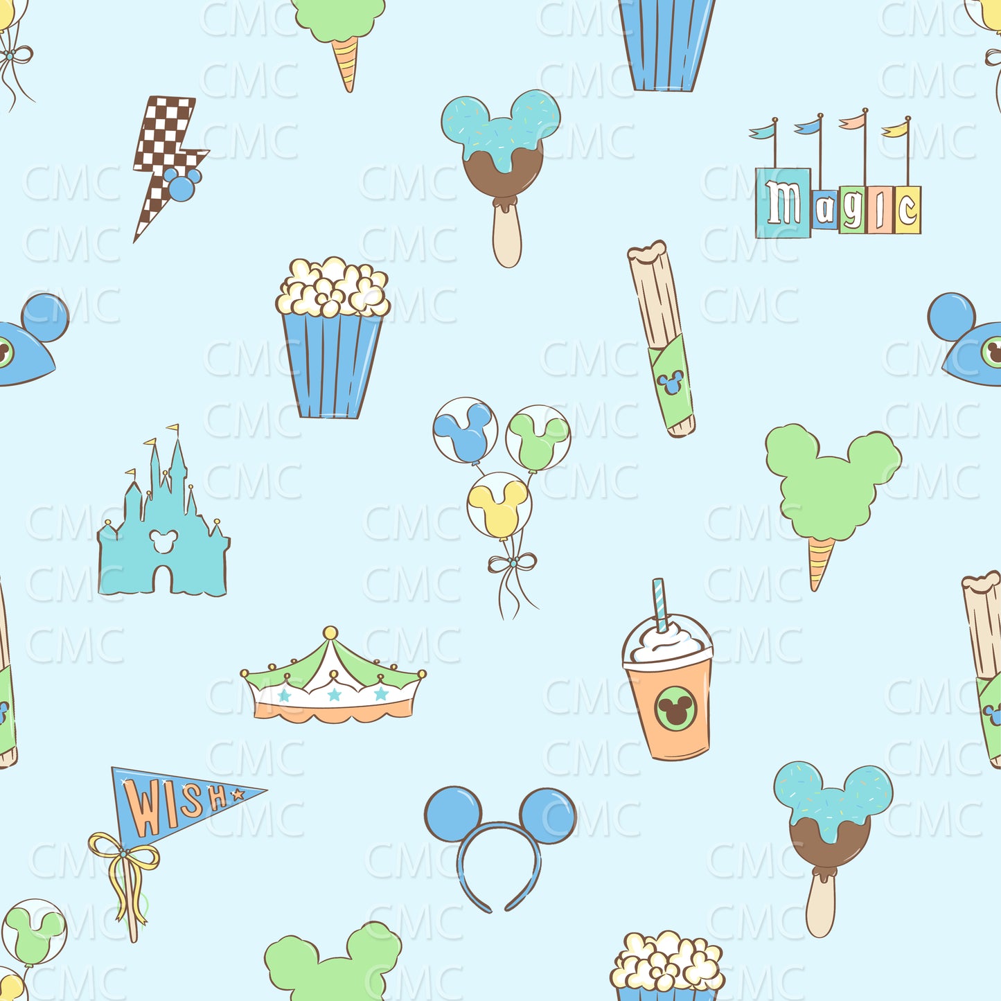 Best Day Ever Simple - Boy w/brown on Lt Blue Seamless Pattern