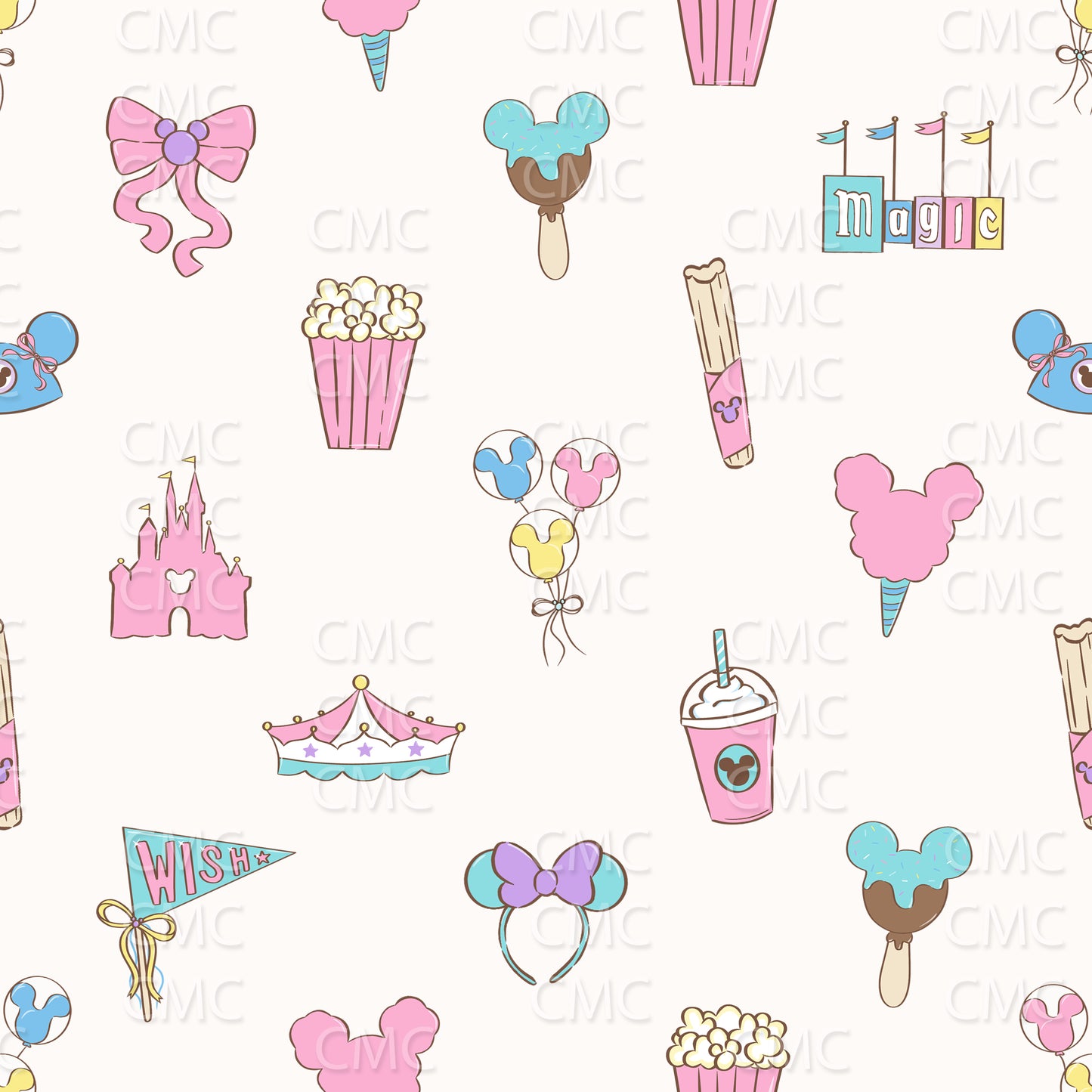 Best Day Ever Simple - Girl w/brown on Cream Seamless Pattern