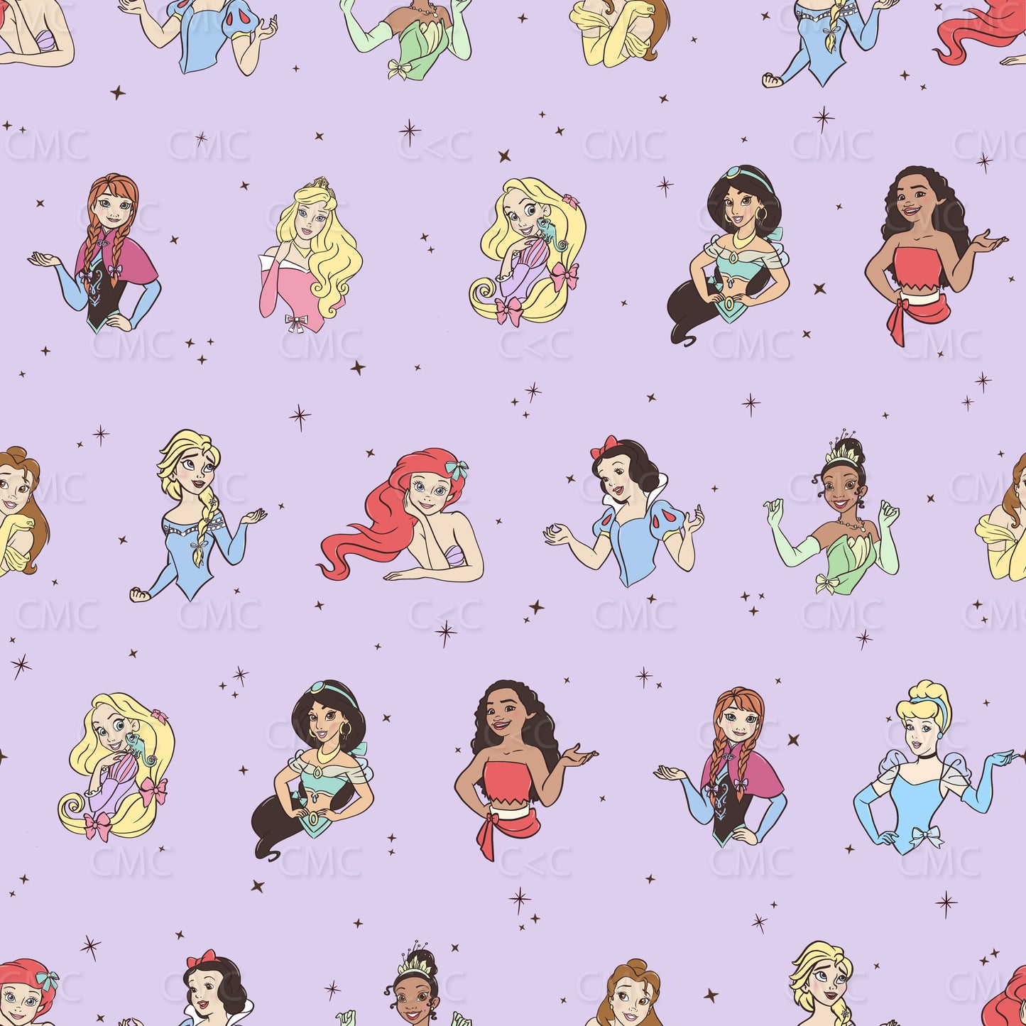 Princesses Bows Sparkles Purple Seamless Pattern - Limited!