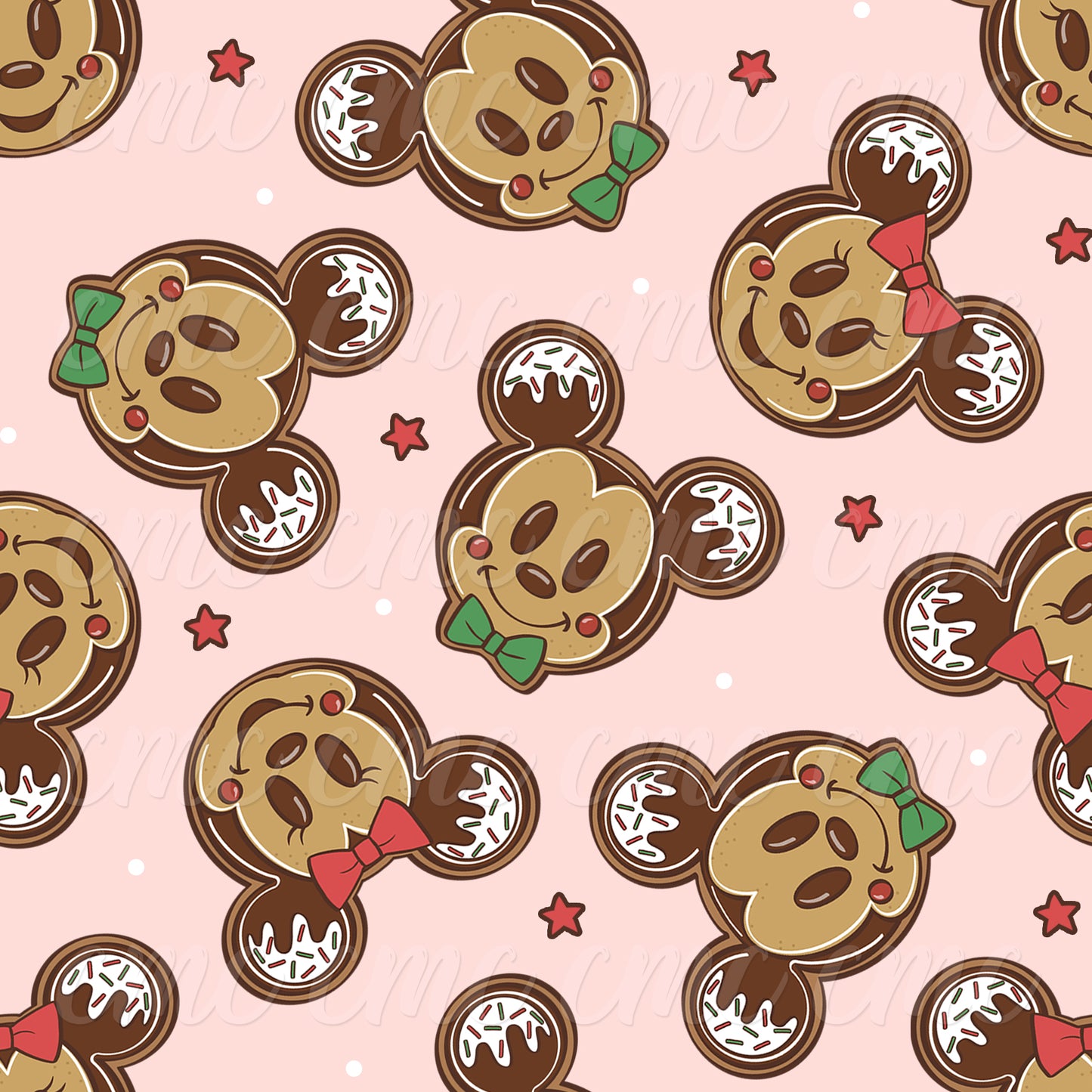 Gingerbread Cutie Cookies Pink Seamless Pattern