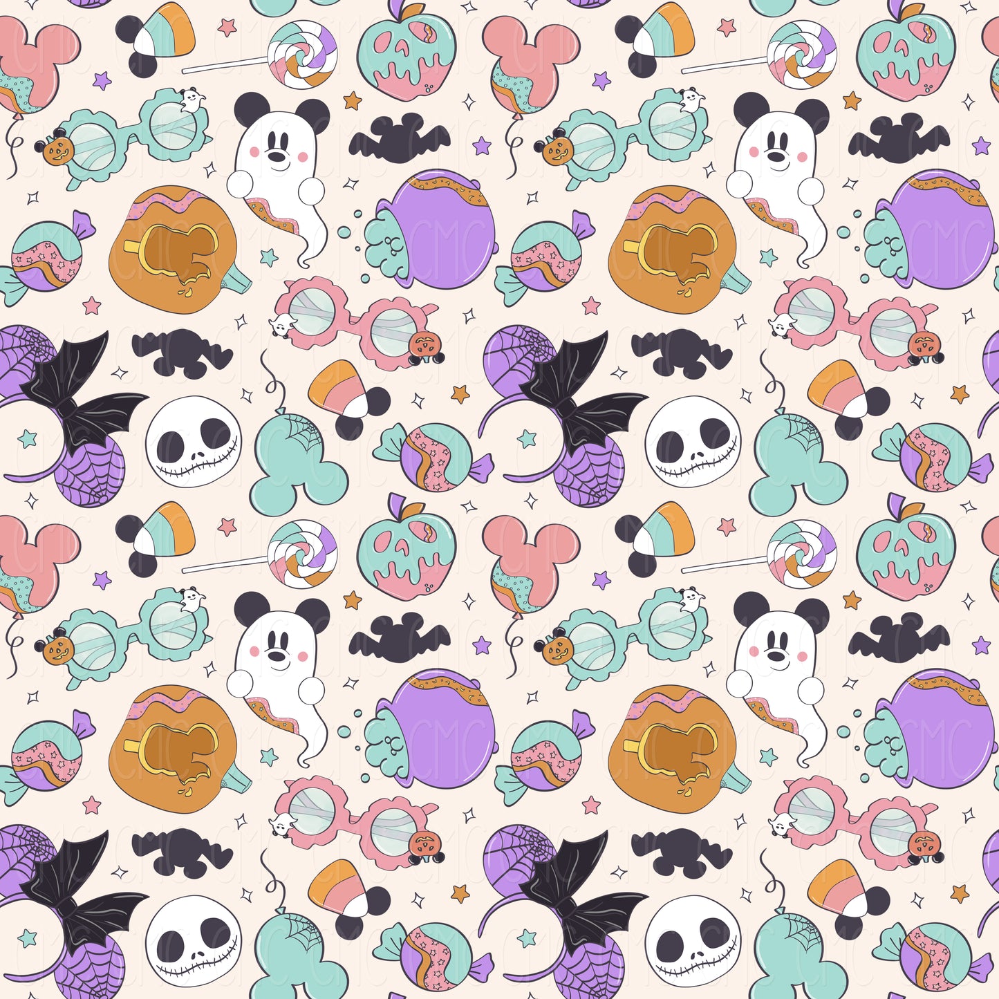 Halloween Magic Cream Seamless Pattern