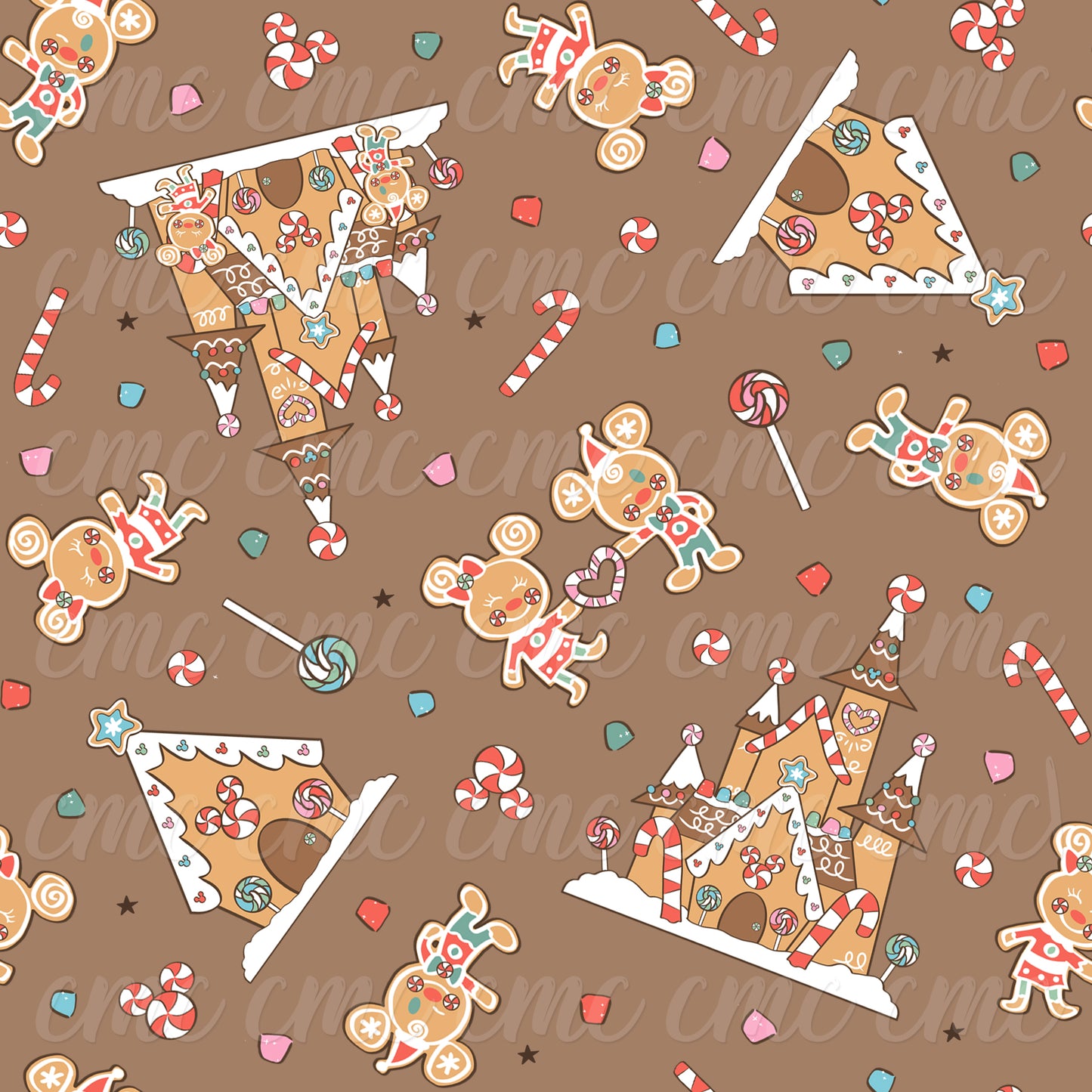 Magical Gingerbread Treats Brown Seamless Pattern