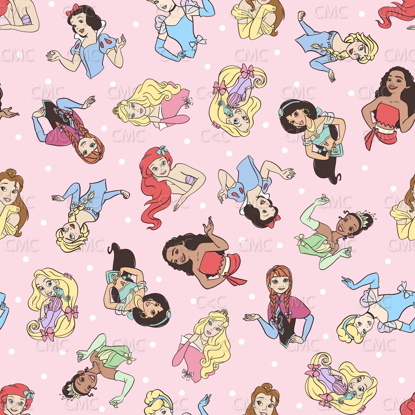 Princesses Bows Mix White Dots on Pastel Pink Seamless Pattern - Limited!