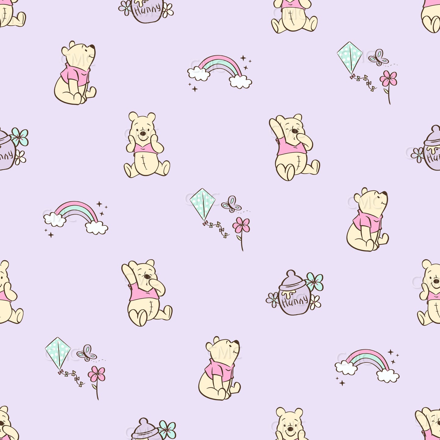 Spring Bear Bright Lt Purple Seamless Pattern - Limited!