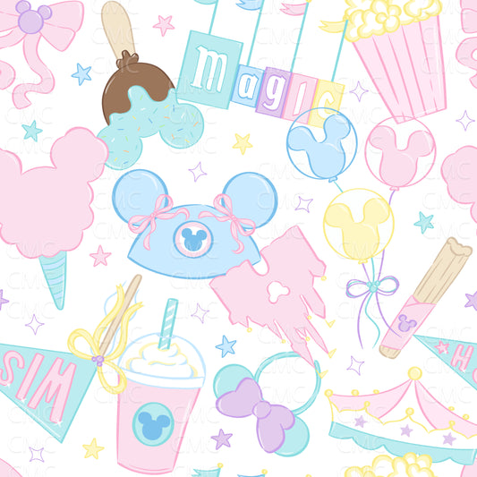 Best Day Ever Mix - Girl Pastels on White Seamless Pattern