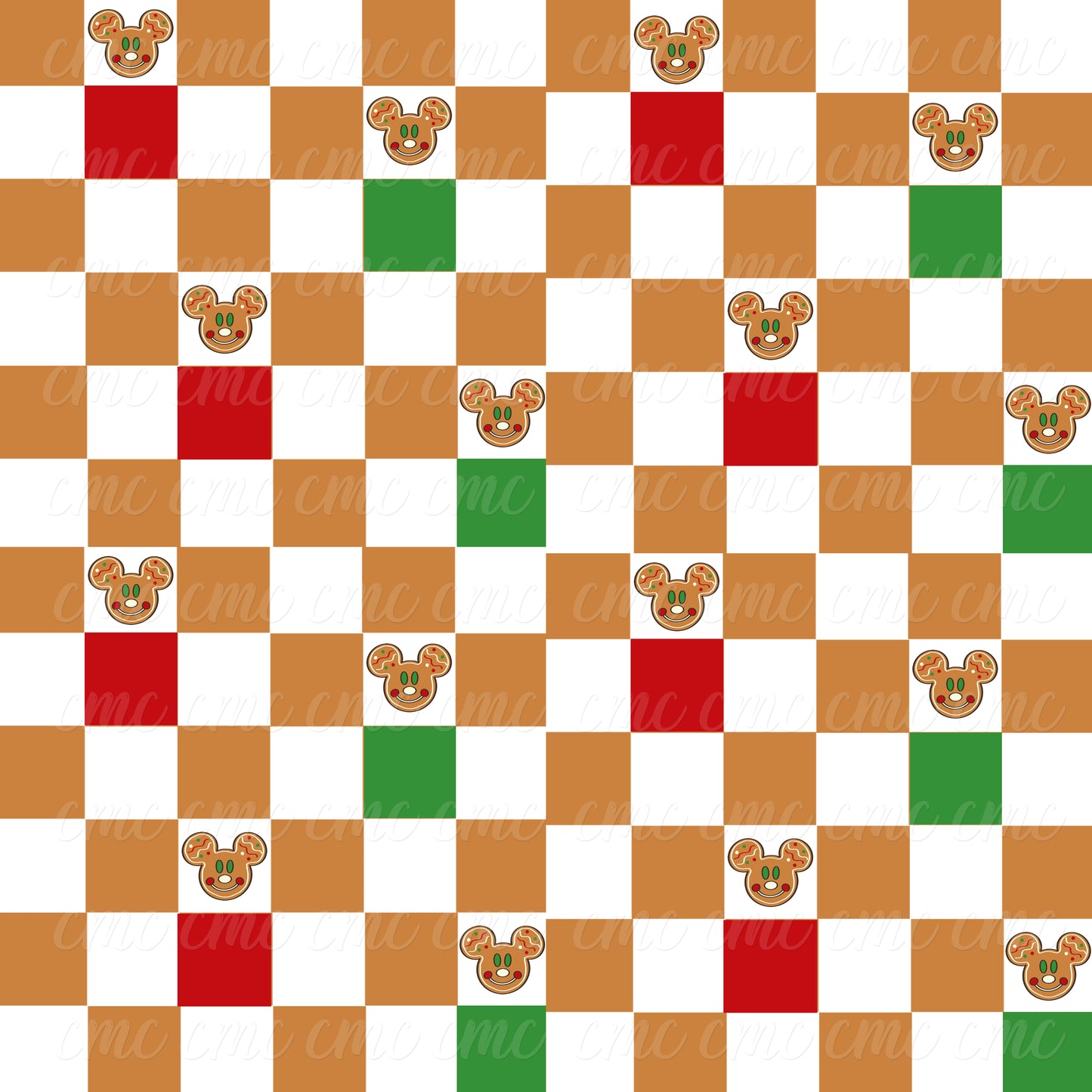 Magical Gingy Face Checkered Mix Seamless Pattern
