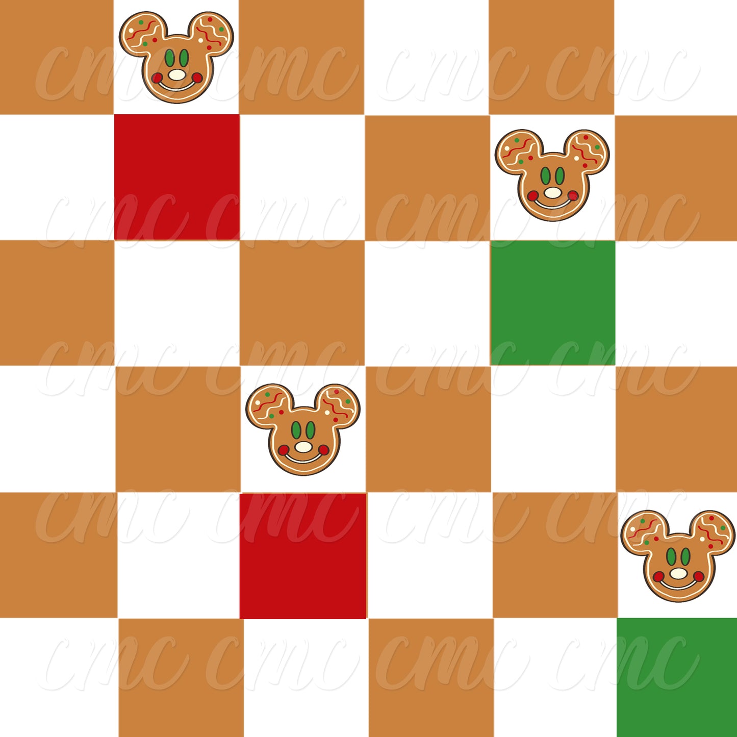 Magical Gingy Face Checkered Mix Seamless Pattern