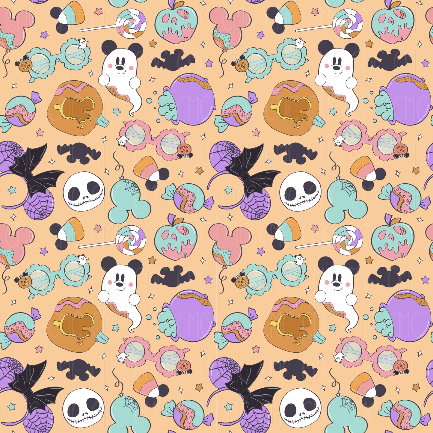 Halloween Magic Orange Seamless Pattern