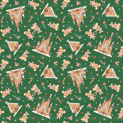 Magical Gingerbread Treats Dark Green Seamless Pattern