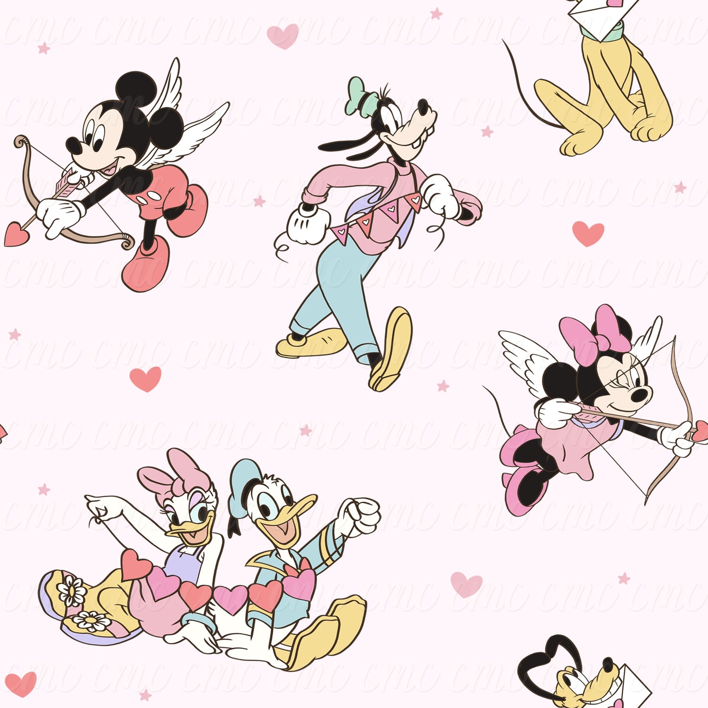 Magical Six Valentine Gang Lt Pink Seamless Pattern