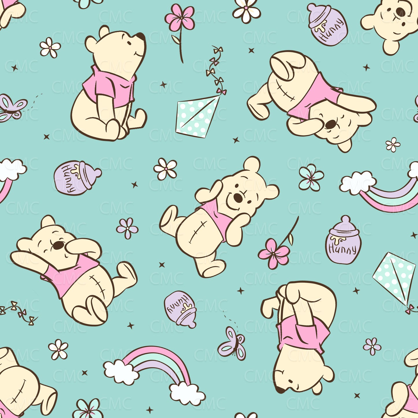 Spring Bear Mix Bright Teal Seamless Pattern - Limited!