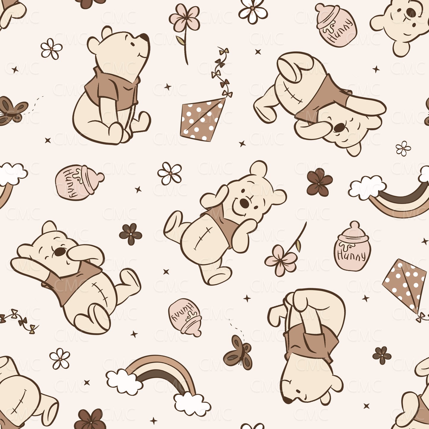 Spring Bear Mix Neutral Cream Seamless Pattern - Limited!