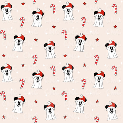 Christmas Sweet Ghosties Neutral Seamless Pattern