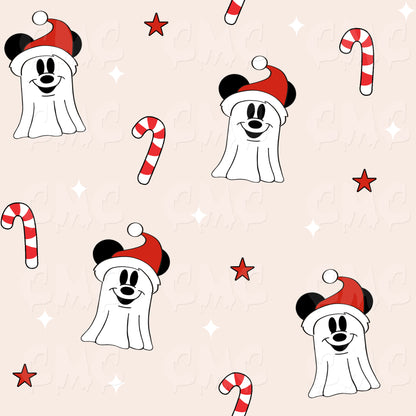 Christmas Sweet Ghosties Neutral Seamless Pattern