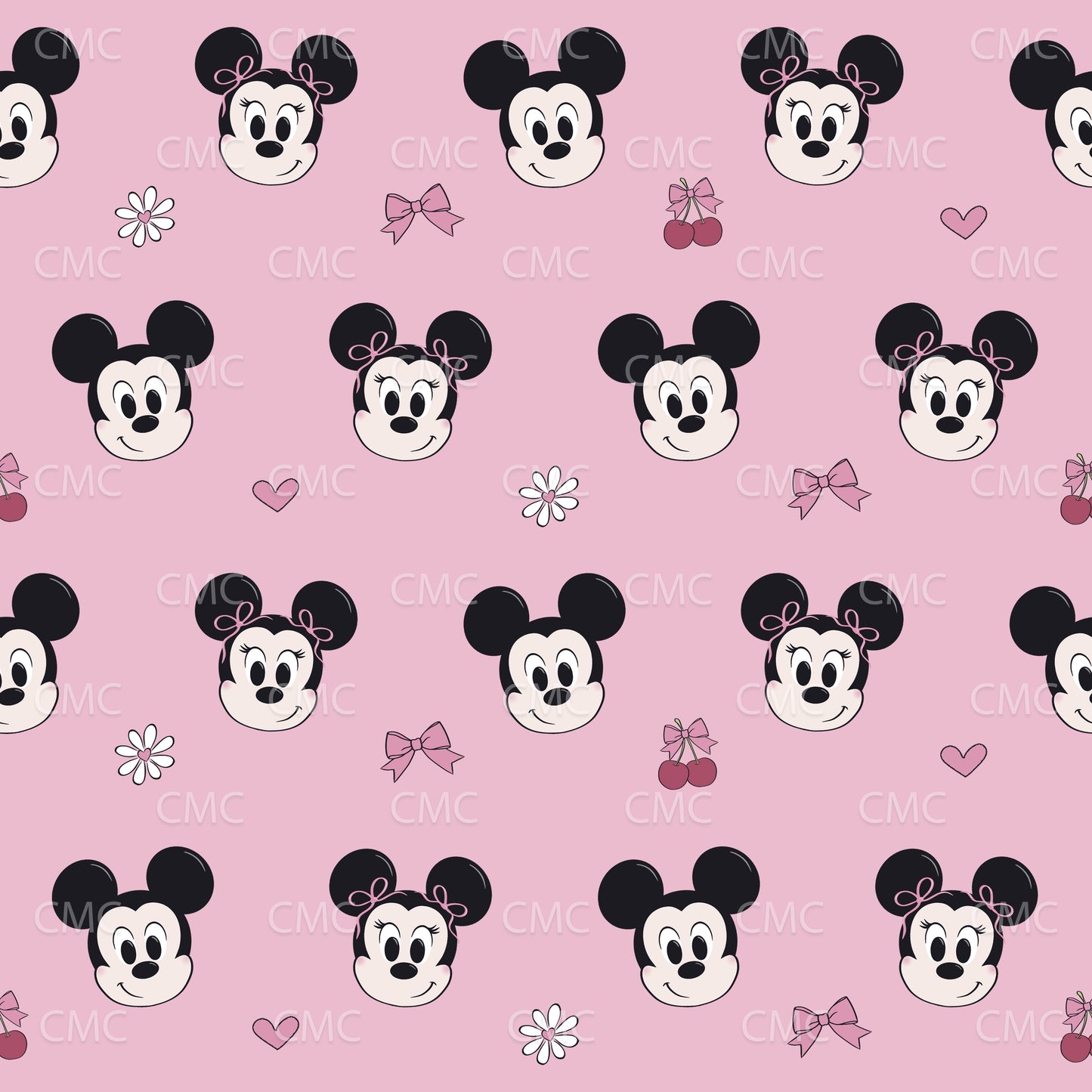 Coquette Mice Love Pink Seamless Pattern