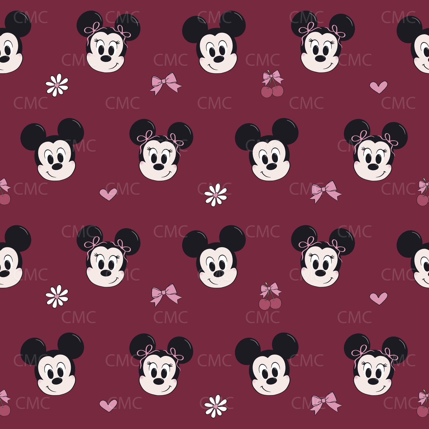 Coquette Mice Love Wine Seamless Pattern